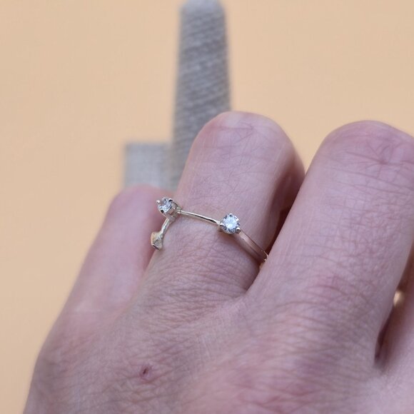 Size 6.75 Sterling Silver Abstract Cubic Zirconia Gems Ring A5020 - Picture 5 of 9